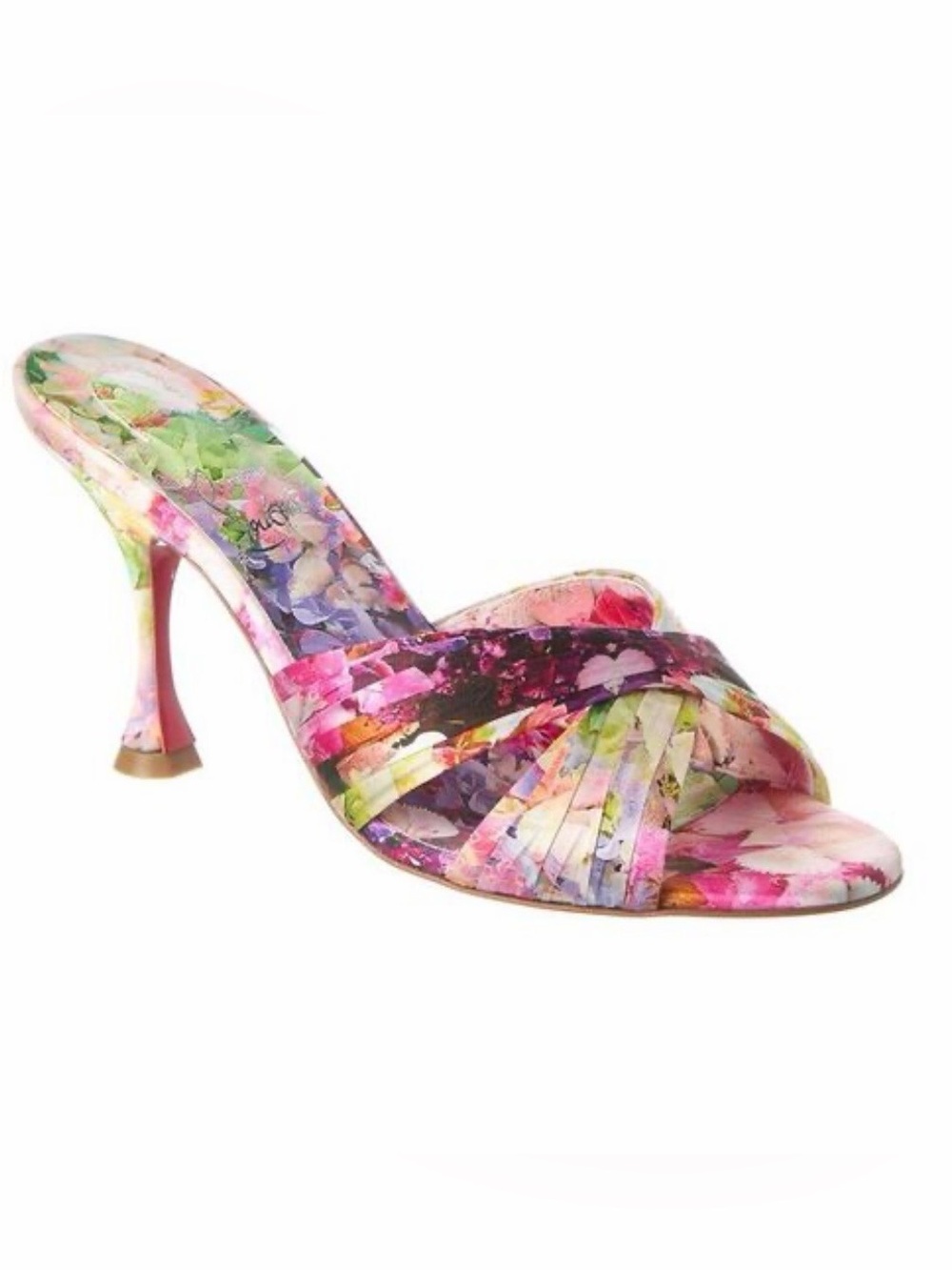 Christian Louboutin Nicol is back Floral Print Open Toe Mule Heels